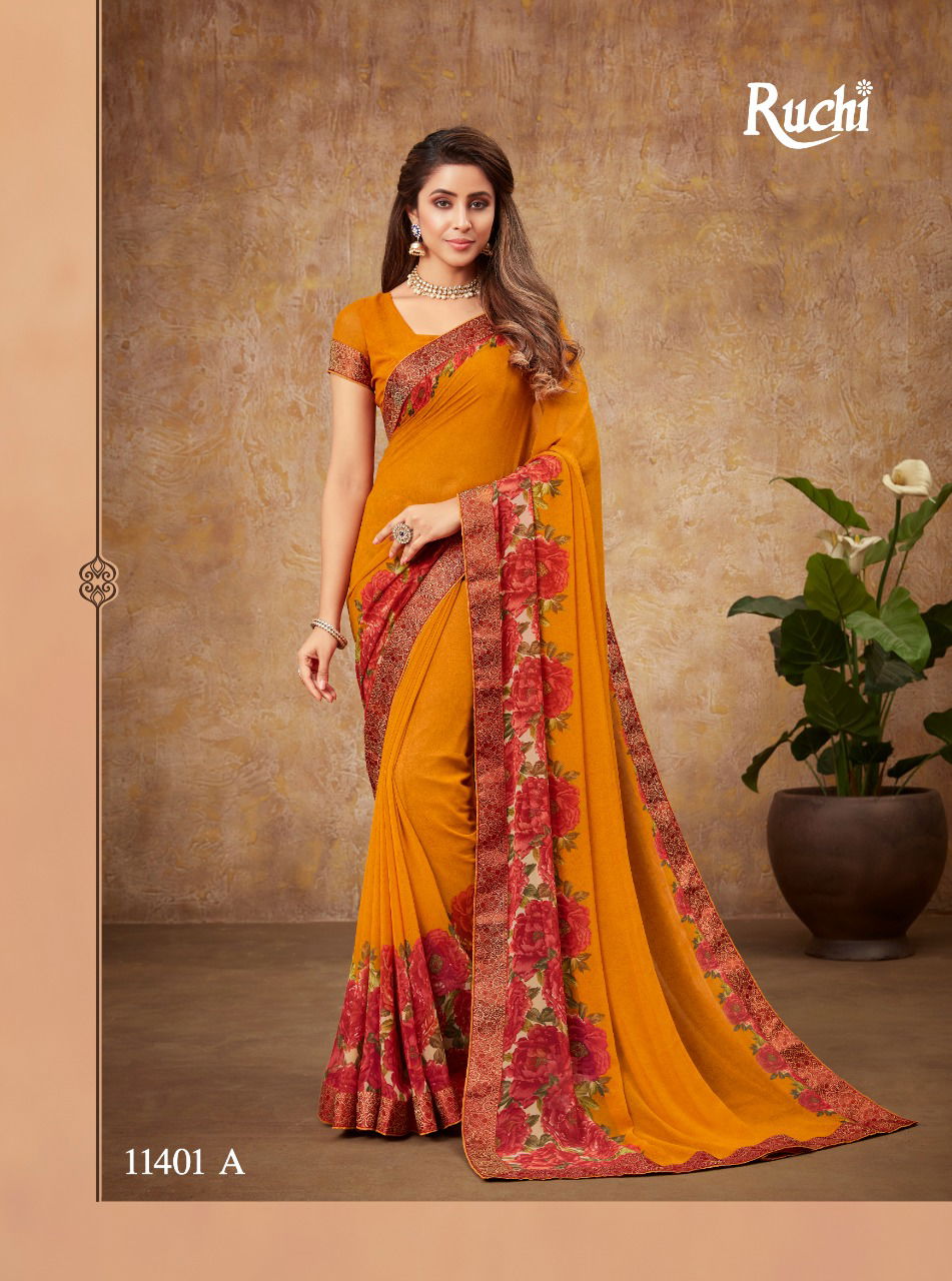 Ruchi Naavya Casual Daily Wear Georgette Designer Printed Saree Collection